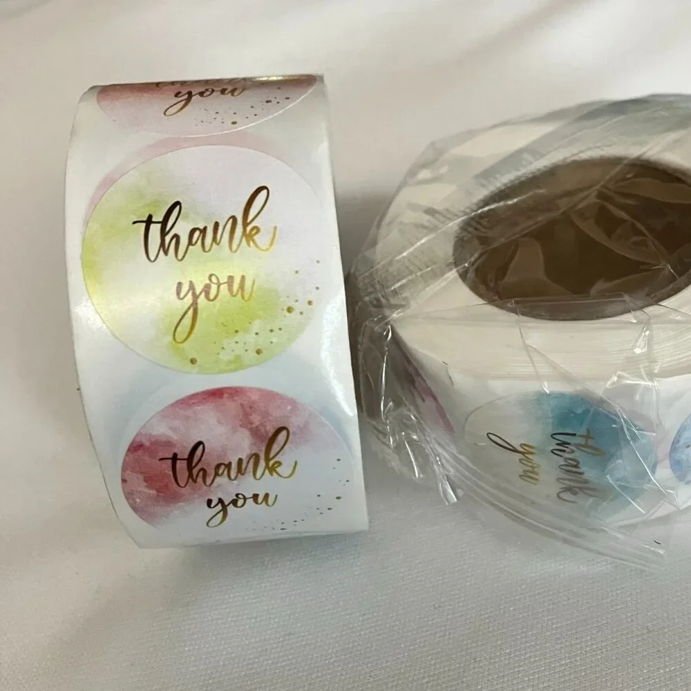 1500 Stickers - 3 x 500 Thank You Self Adhesive Stickers NEW TAX Write off